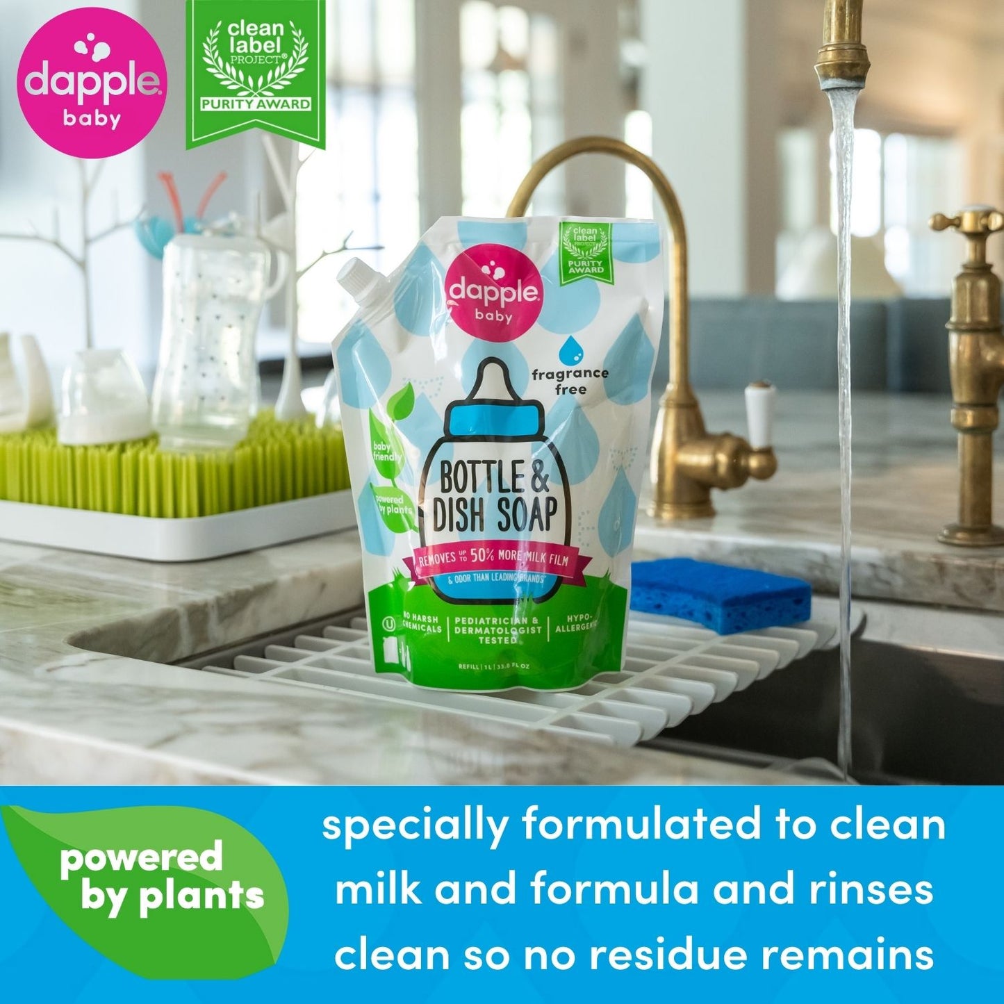 Dapple Baby Bottle & Dish Soap-Fragrance Free 34 oz. (Case of 8)