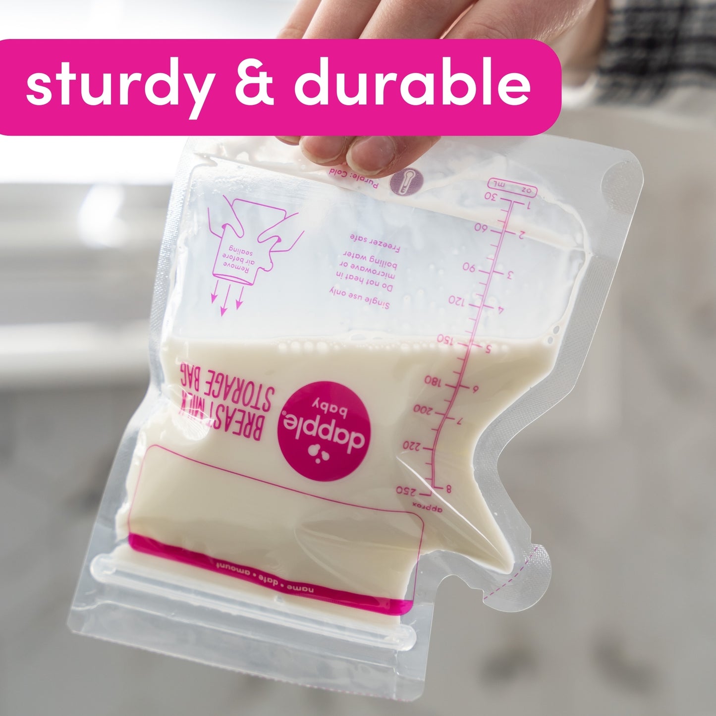 Dapple Baby Breast Milk Storage Easy Pour Bags, 100ct (Case of 8)